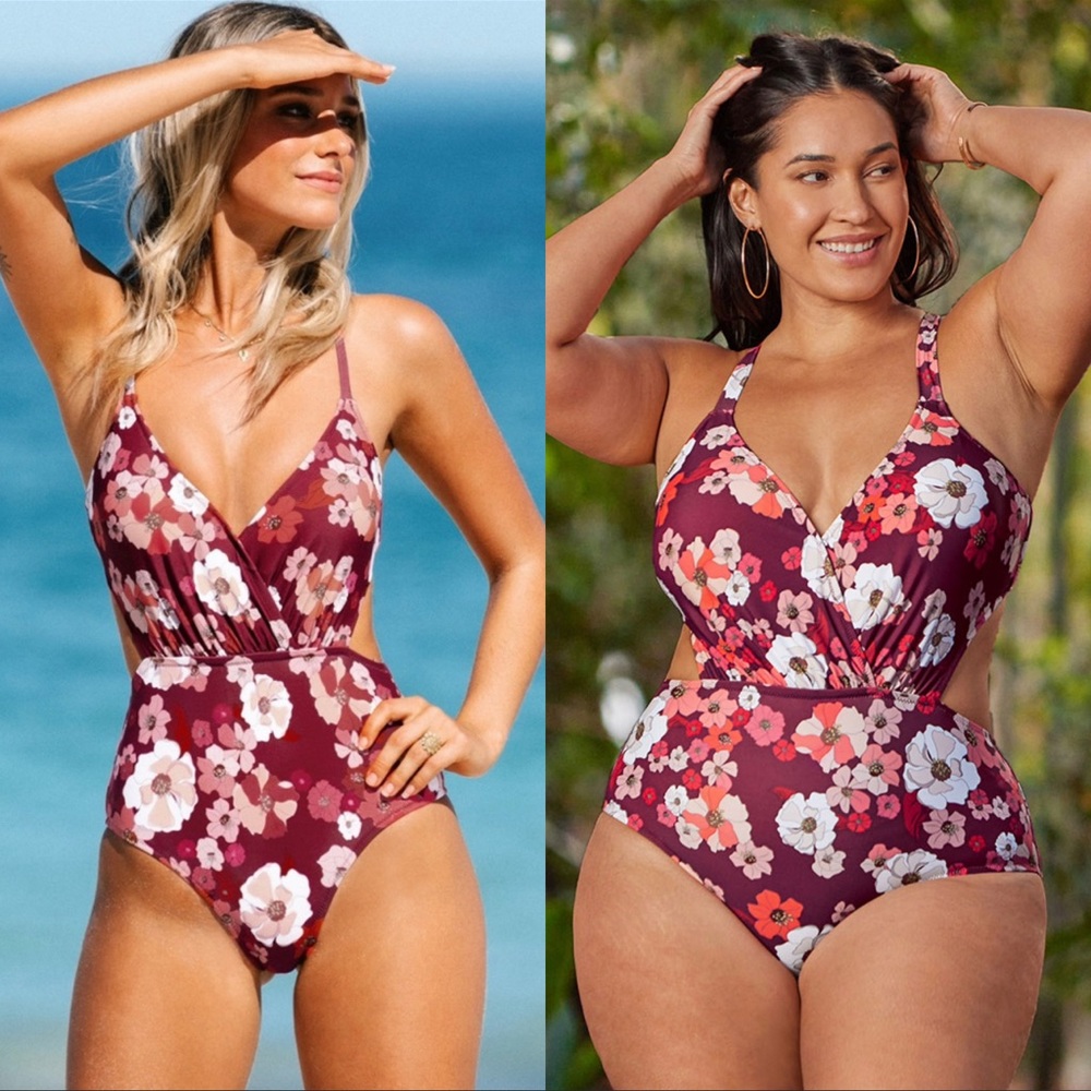 CUPSHE | Olivia Floral one piece swimsuit cut-out 1 pc - Picture 1 of 10